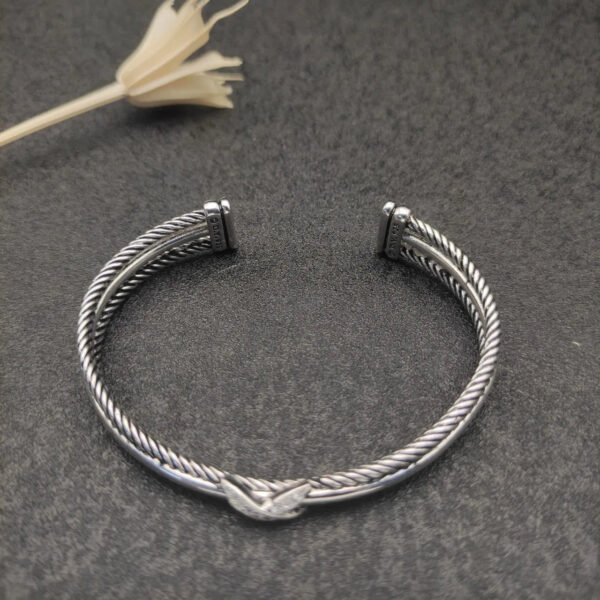 Petite X Center Station Bracelet Sterling Silver with Diamonds, 7mm