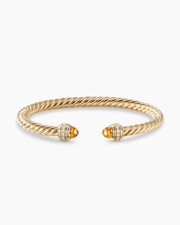 Classic Cablespira Bracelet 18K Yellow Gold with Citrine and Diamonds, 5mm