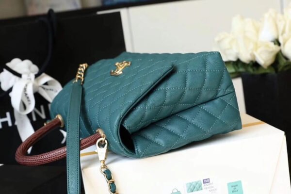 Chanel Large Flap Bag With Top Handle Teal For Women, Womens Handbags, Shoulder And Crossbody Bags 11in/28cm A92991