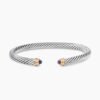 Classic Cable Bracelet Sterling Silver with 14K Yellow Gold and Amethyst, 5mm