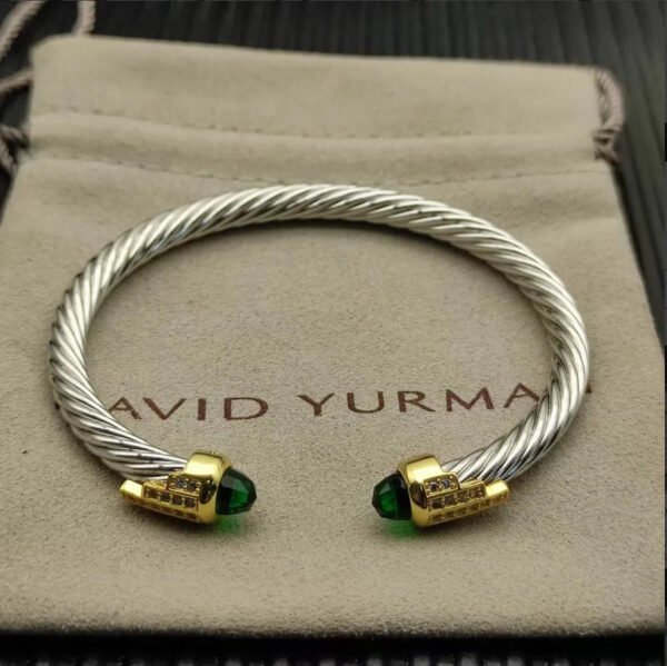 5mm Cable Bracelet with Peridot & Diamond Accents