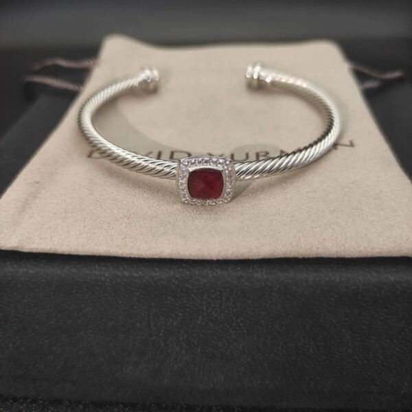 David Yurman  Sterling Silver Diamond Ruby 4mm Noblesse Cable Bracelet