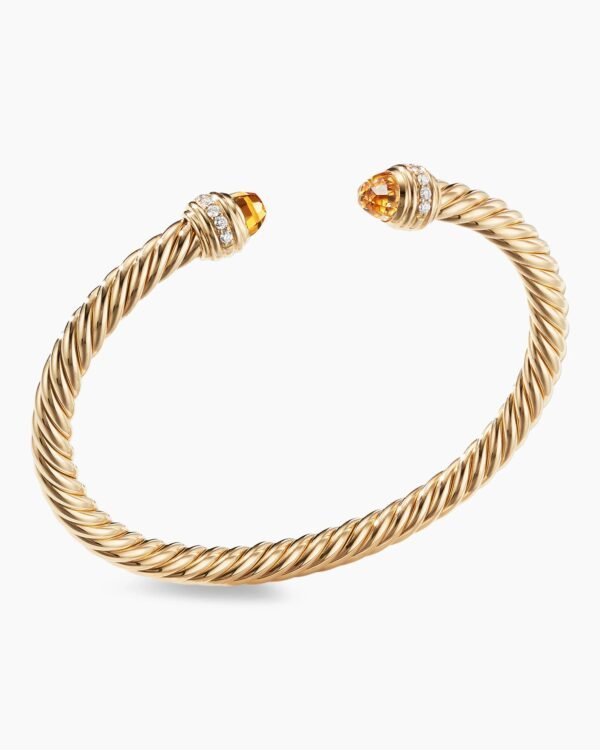 Classic Cablespira&reg; Bracelet 18K Yellow Gold with Citrine and Diamonds, 5mm