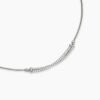 Crossover Bar Necklace Sterling Silver with Diamonds