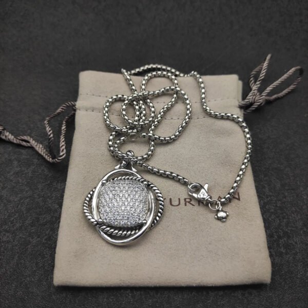 David Yurman Infinity Pendant with Diamonds in Silver, 32mm
