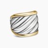0274CCCB-B3C4-77A6-5D95-F798DE764B76.jpg Sculpted Cable Saddle Ring Sterling Silver with 18K Yellow Gold - 6