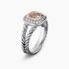Petite Albion&reg; Ring Sterling Silver with Morganite and Diamonds, 7mm
