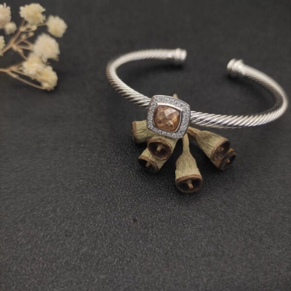 David Yurman  Sterling Silver Diamond and Morganite 4mm Noblesse Cable Bracelet