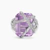 Cable Wrap Ring Sterling Silver with Lavender Amethyst and Diamonds - 6