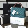 Chanel Large Flap Bag With Top Handle Teal For Women, Womens Handbags, Shoulder And Crossbody Bags 11in/28cm A92991