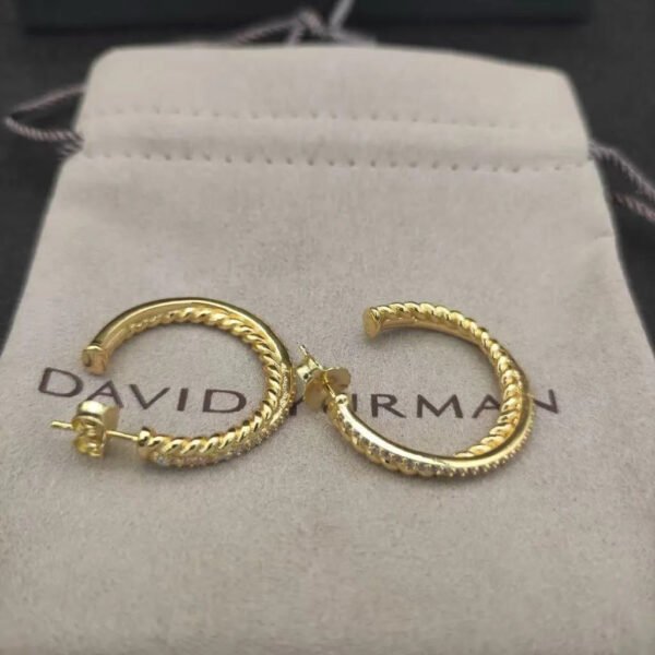 Pav&eacute; Crossover Hoop Earrings 18K Yellow Gold with Diamonds