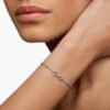 Cable Collectibles&reg; Ribbon Chain Bracelet Sterling Silver with Pav&eacute; Pink Sapphires