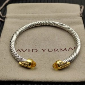 5mm Cable Bracelet with Citrine & Diamond Accents