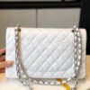 Chanel Classic Medium Flapbag Silver Hardware White 10in/25.5cm