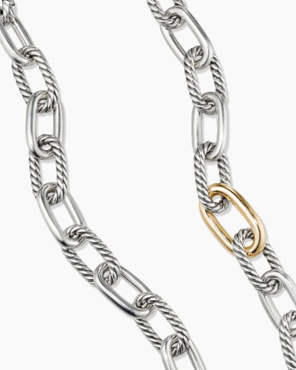 DY Madison&reg; Chain Necklace Sterling Silver with 18K Yellow Gold, 11mm