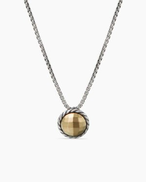 054ED41B-3990-1E3A-F408-BA870B6903C8.jpg Petite Chatelaine Necklace Sterling Silver with 18K Yellow Gold Dome, 10mm