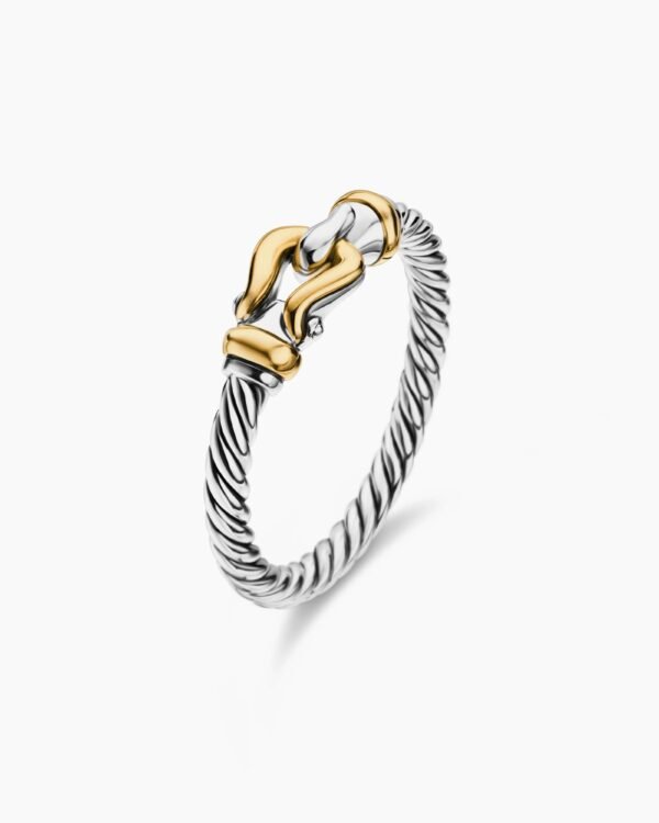 05BE39C0-7219-F98E-E55A-8D349F6D7492.jpg Petite Buckle Ring Sterling Silver with 18K Yellow Gold, 2mm - 6