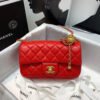 Chanel Flap Bag With CC Ball On Strap Red For Women, Women&rsquo;s Handbags, Shoulder And Crossbody Bags 7.8in/20cm AS1787