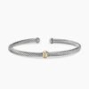 Classic Cable Station Bracelet Sterling Silver with 18K Yellow Gold, 4mm