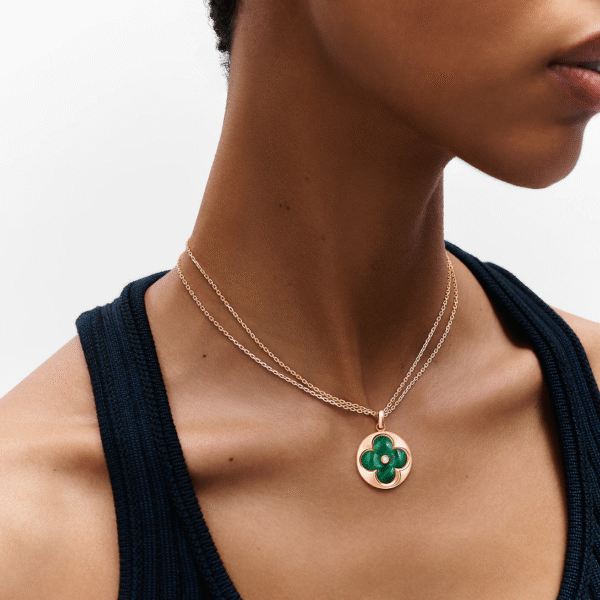 Color Blossom XL Medallion, Pink Gold, Malachite and Diamond
