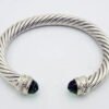 Classic Cable Bracelet Sterling Silver with Peridot Diamond Sterling 7 MM