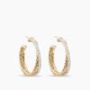Crossover Hoop Earrings 18K Yellow Gold with Diamonds, 26.5mm