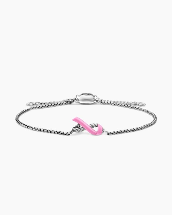 Cable Collectibles&reg; Ribbon Chain Bracelet Sterling Silver with Pink Enamel