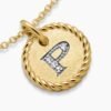 Initial Charm Necklace 18K Yellow Gold with Diamond P
