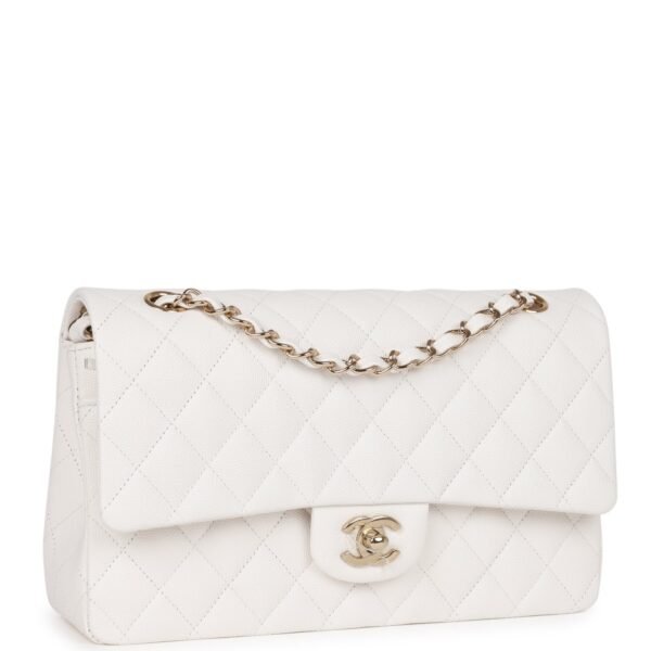 0909ACE1-432F-AEF1-A918-A2A43DC0524C.jpg Medium Classic Double Flap Bag White Caviar Light Gold Hardware