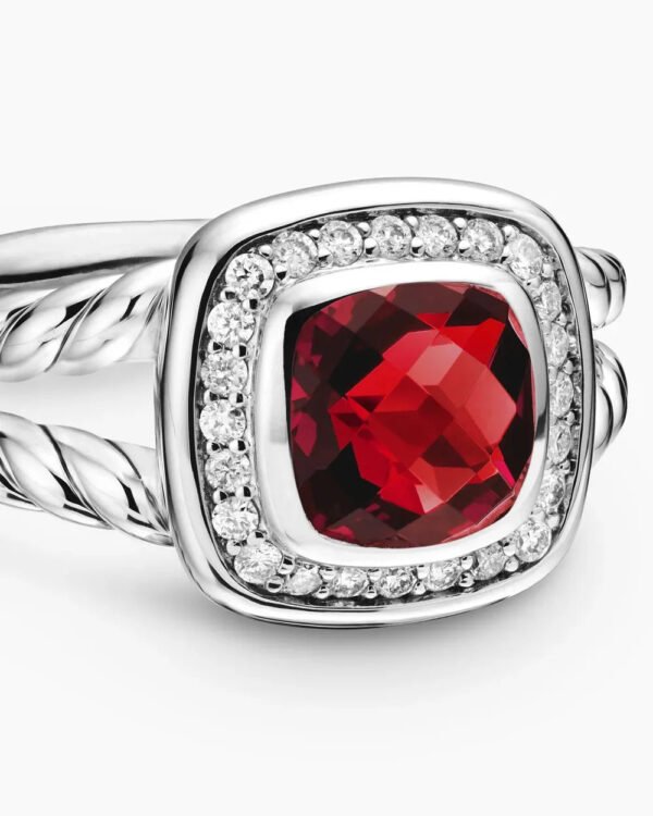 Petite Albion&reg; Ring Sterling Silver with Garnet and Diamonds - 6