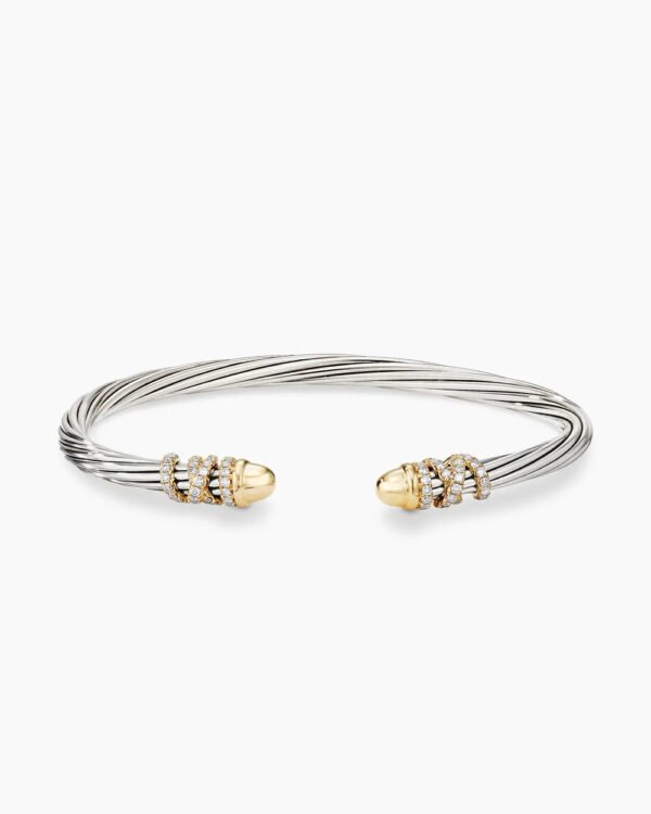 Helena Bracelet Sterling Silver with 18K Yellow Gold Domes and Diamonds, 4mm