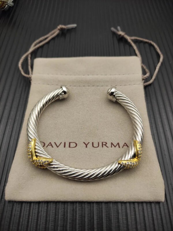 Cable Classic Bracelet with Pav&eacute; Diamond X in Two-Tone ??Where Classic Meets Radiance,7mm