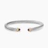 Classic Cable Bracelet Sterling Silver with 14K Yellow Gold and Garnets, 5mm