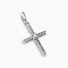 Classic Cable Cross Pendant Sterling Silver with Center Diamond, 19.5mm