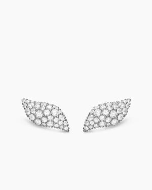 0AA7EF8D-5486-A8D1-7F1A-B318B894D261.jpg Petite Pavé Flute Stud Earrings Sterling Silver with Diamonds, 10.6mm