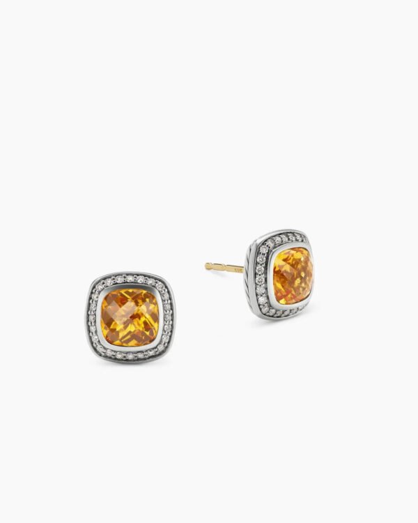 Albion&reg; Stud Earrings Sterling Silver with Citrine and Diamonds, 7mm