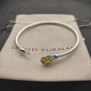 Cable Classics Bracelet, Citrine and Bead Detail, Sterling Silver, 3mm - 17 CM
