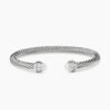 Classic Cable Bracelet Sterling Silver with Pearls and Diamonds, 5mm