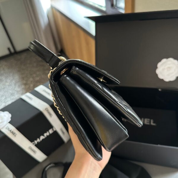 Flap Bag with Top Handle - Black