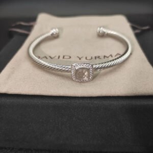 David Yurman  Sterling Silver Diamond and White crystal 4mm Noblesse Cable Bracelet