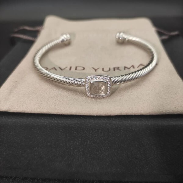 David Yurman  Sterling Silver Diamond and White crystal 4mm Noblesse Cable Bracelet