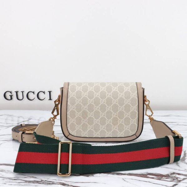 Gucci Horsebit 1955 Canvas Mini Shoulder Bag White Beige