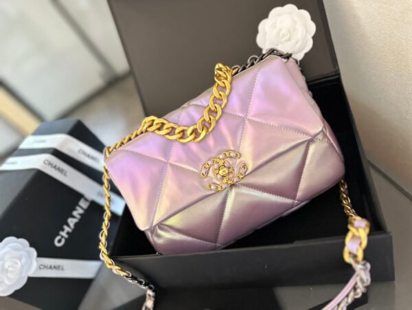 CLASSIC FLAP Small Medium Bag Silver Gold Reverse Hardw - White