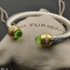 Classic Cablespira&reg; Bracelet Sterling Silver with 14K Yellow Gold,Prasiolite and Diamonds, 7mm