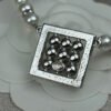 Square Pearl Double C Diamond Pearl Strand Necklace