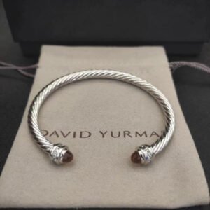 Classic Cable Bracelet Sterling Silver with Champagne Crystal and Diamonds, 5mm