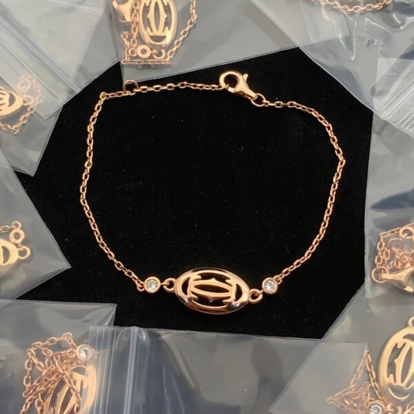 0EBCAF8B-73BF-826C-C0B1-7C3AC53547FD.jpg DOUBLE C DE CARTIER LOGO BRACELET - 18CT ROSE GOLD