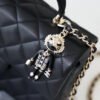 Chanel Mini Flapbag With Top Handle Black For Women 7.8in/20cm