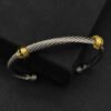 David Yurman 5mm 18k Gold and Sterling Silver Diamond Station Cable Bracelet