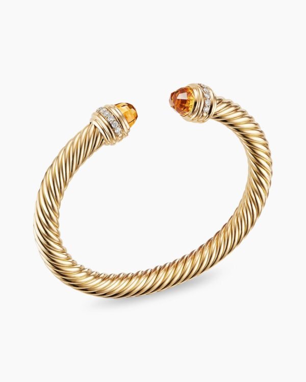 Classic Cablespira Bracelet 18K Yellow Gold with Citrine and Diamonds, 7mm